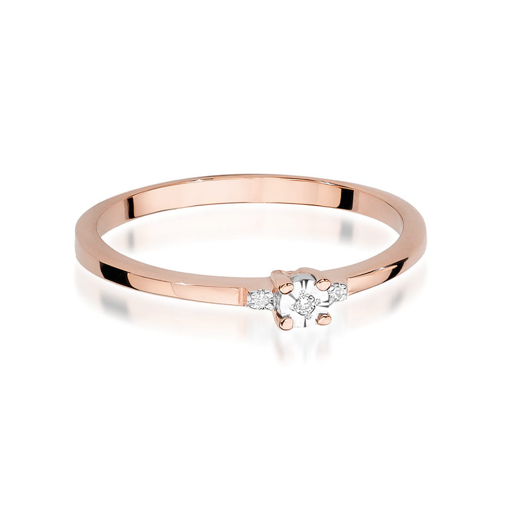 Prsteň W0464 Diamant 0,01ct ružové zlato Au 585/1000 - 1