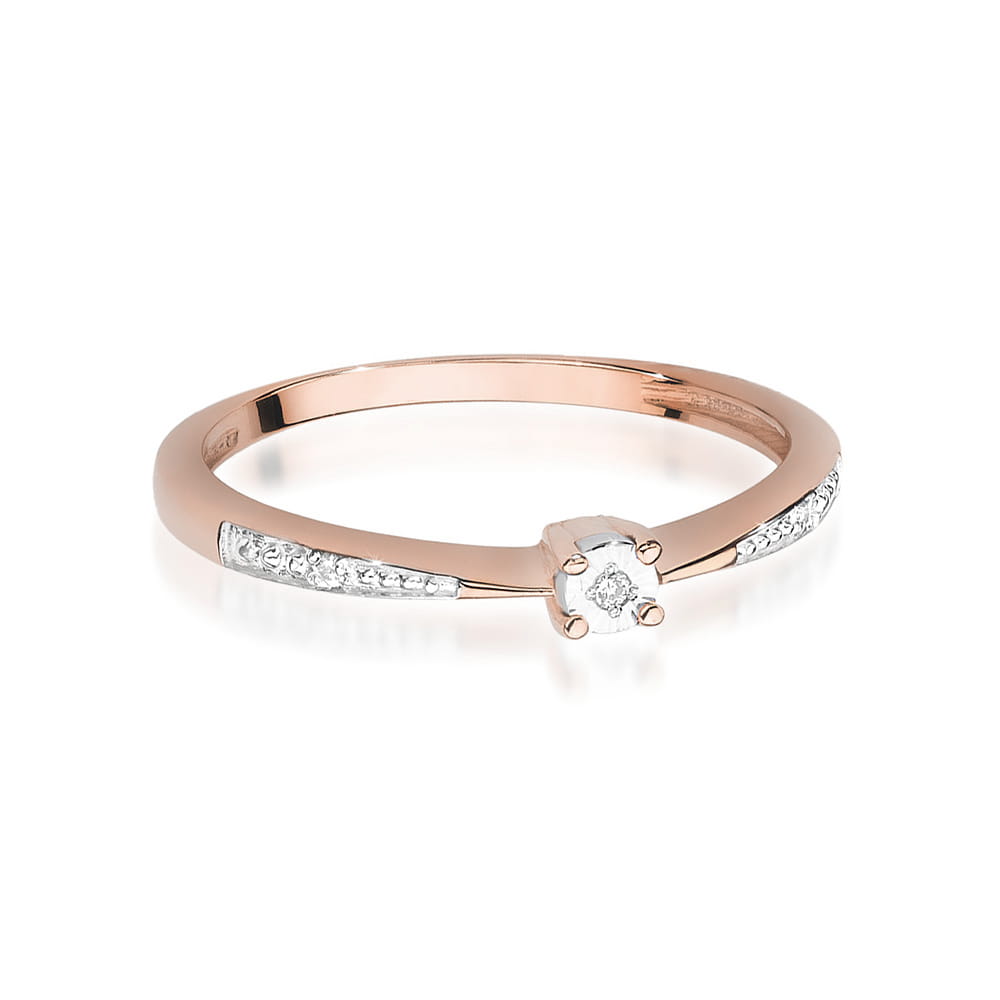 W465 Diamantový prsteň 0.01ct ružové zlato Au 585/1000 - 1