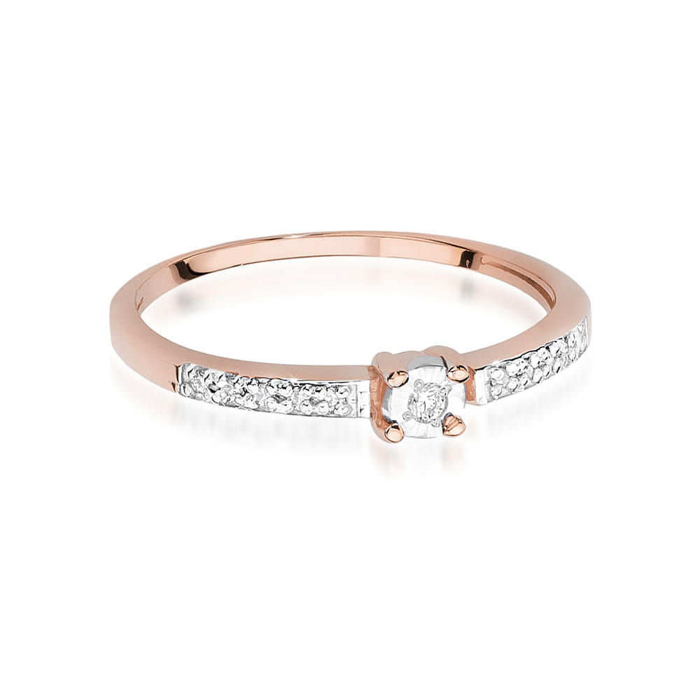 W467 Diamantový prsteň 0.02ct ružové zlato Au 585/1000 - 1