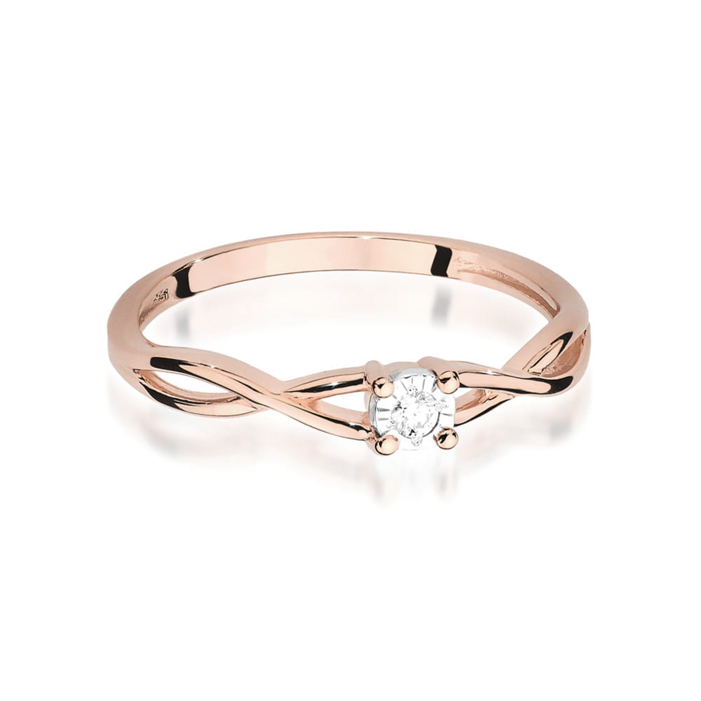 W470 Diamantový prsteň 0.03ct ružové zlato Au 585/1000 - 1