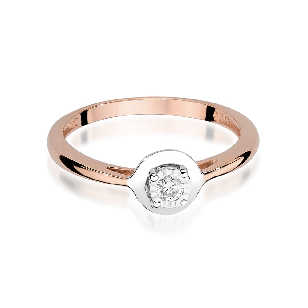 W472 Diamantový prsteň 0,08ct ružové zlato Au 585/1000 - 1