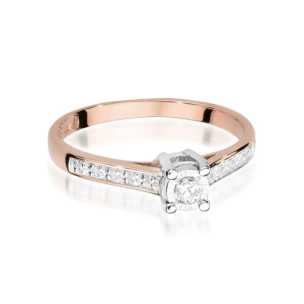 W474 Diamantový prsteň 0.08ct ružové zlato Au 585/1000 - 1