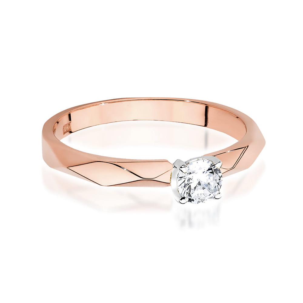 W484 Diamantový prsteň 0,20ct ružové zlato Au 585/1000 - 1