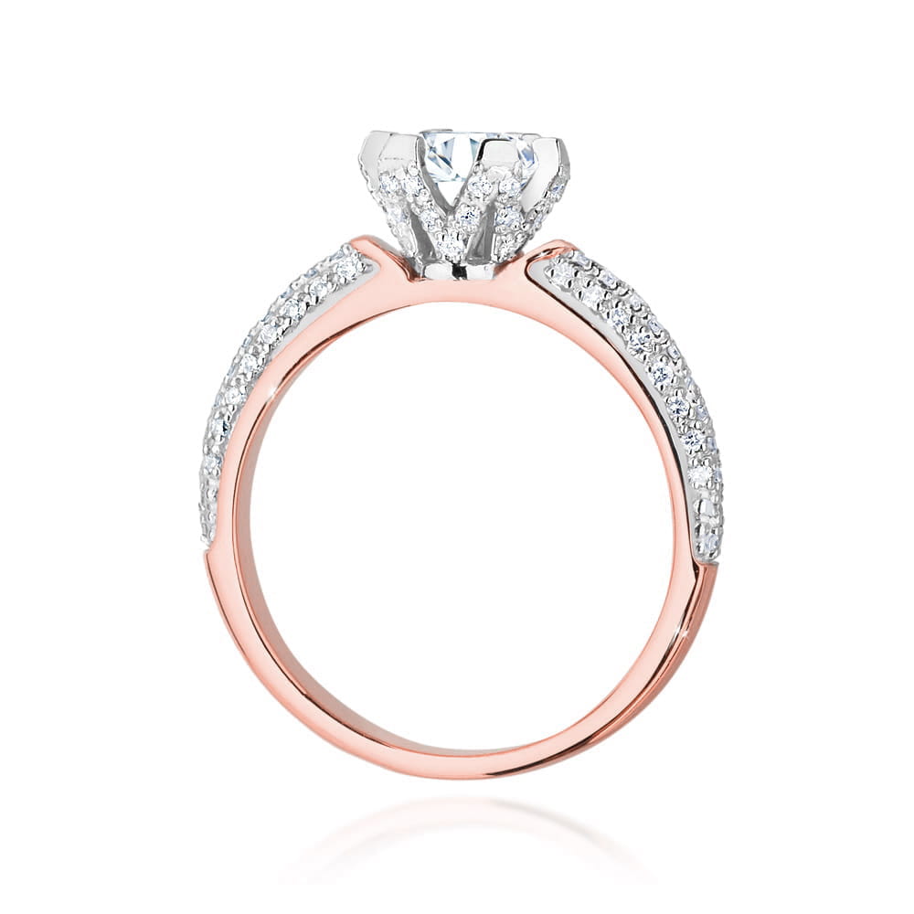 W503 Diamantový prsteň 1.00ct ružové zlato Au 585/1000 - 2