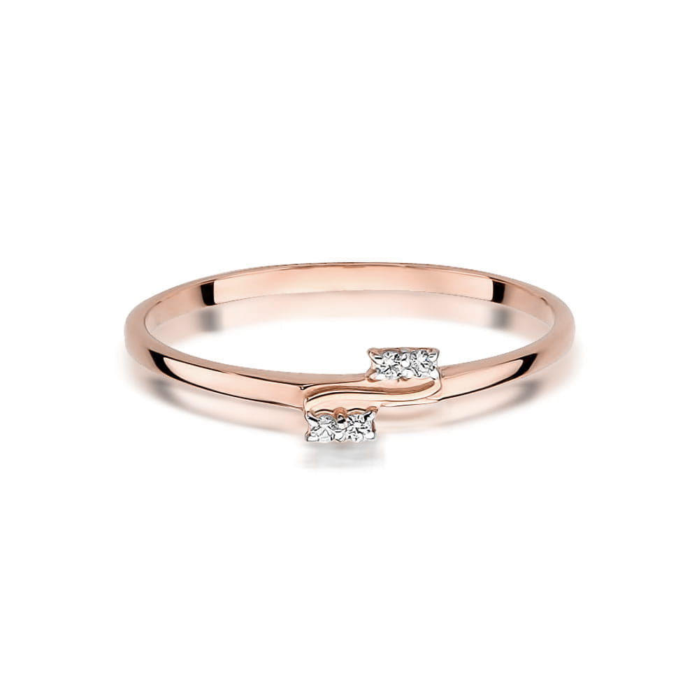 Prsteň W505 s diamantmi, ružové zlato Au 585/1000 - 1