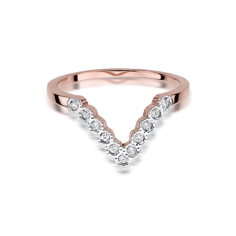Prsteň W520 s diamantmi, ružové zlato Au 585/1000 - 1