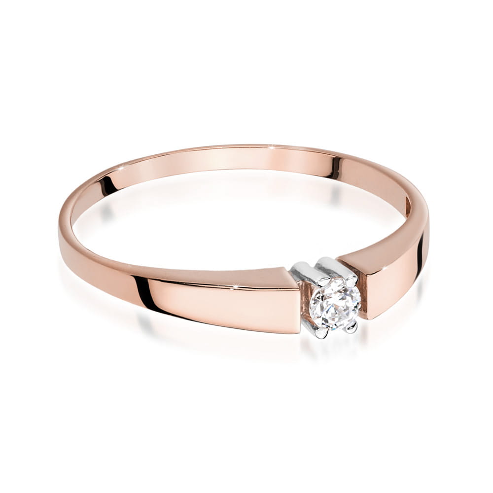 W524 Diamantový prsteň 0,08ct ružové zlato Au 585/1000 - 1