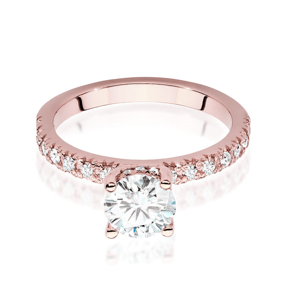 W546 Diamantový prsteň 1.00ct ružové zlato Au 585/1000 - 1