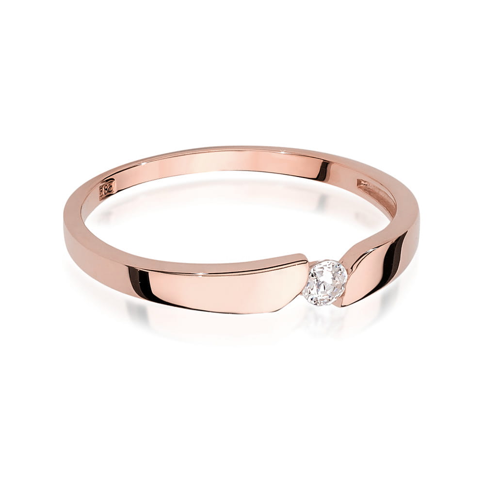 W554 Diamantový prsteň 0,08ct ružové zlato Au 585/1000 - 1