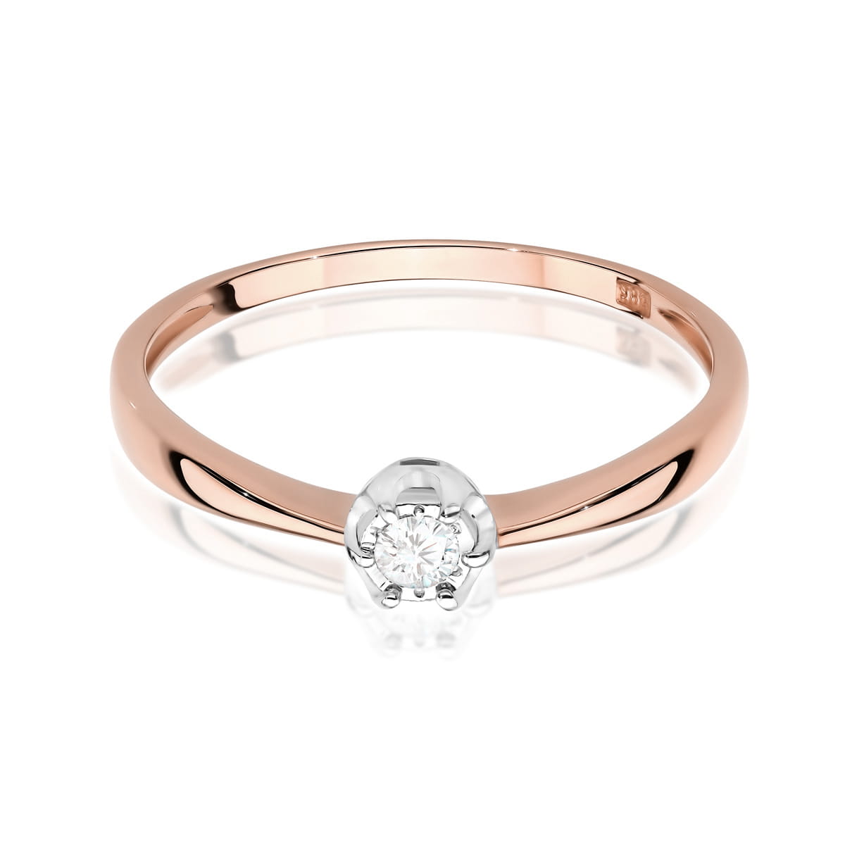 W567 Diamantový prsteň 0.06ct ružové zlato Au 585/1000 - 1