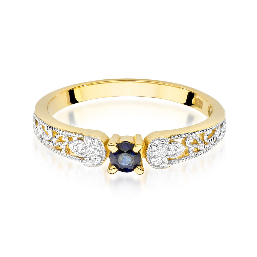 W411 Zafírový prsteň 0,10ct žlté zlato Au 585/1000 - 1