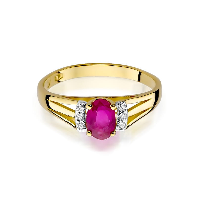 W005 Ruby prsteň 0,60ct žlté zlato Au 585/1000 - 1