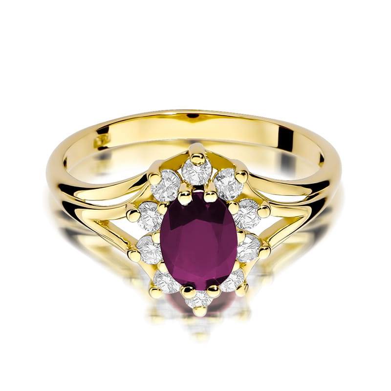 W037 Ruby prsteň 1.00ct žlté zlato Au 585/1000 - 1