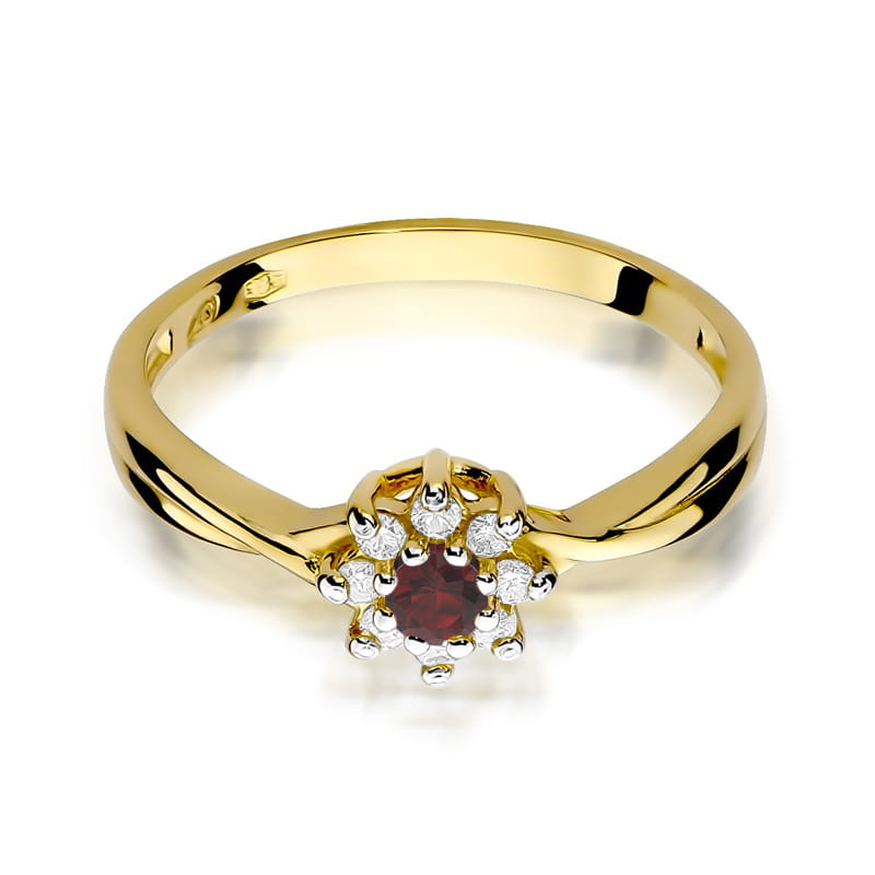 Prsteň W072 Ruby 0,15ct žlté zlato Au 585/1000 - 1