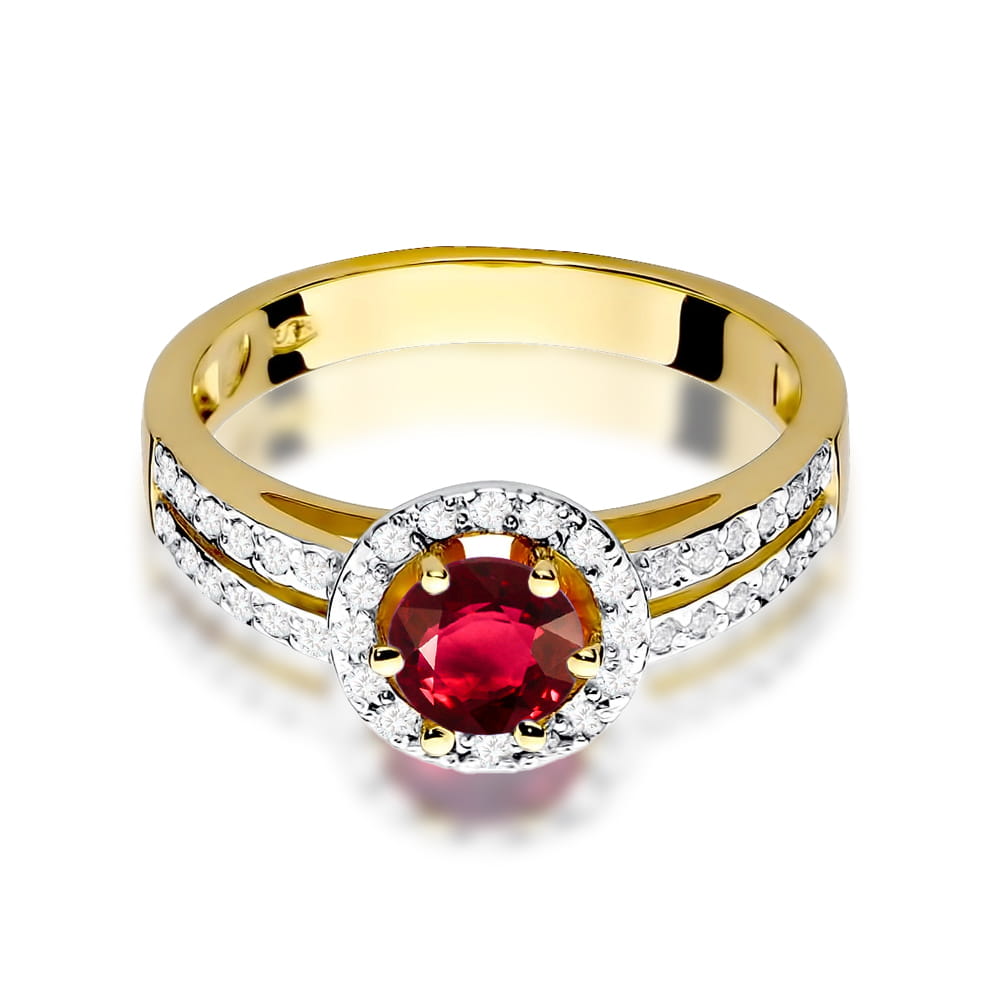 Prsteň W087 Ruby 0,60ct žlté zlato Au 585/1000 - 1