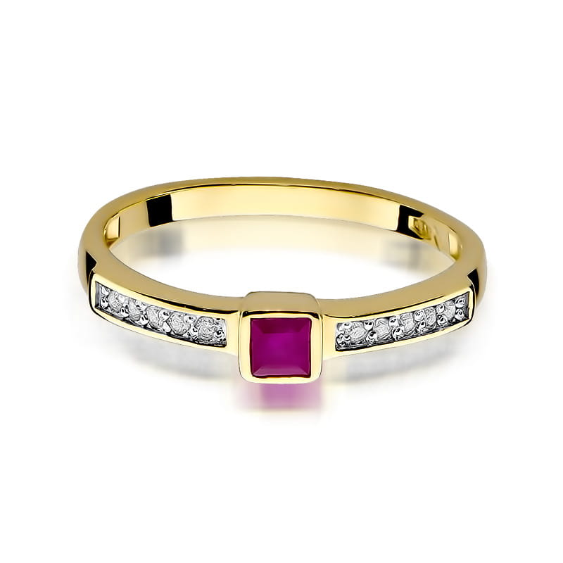 W327 Ruby prsteň 0,20ct žlté zlato Au 585/1000 - 1