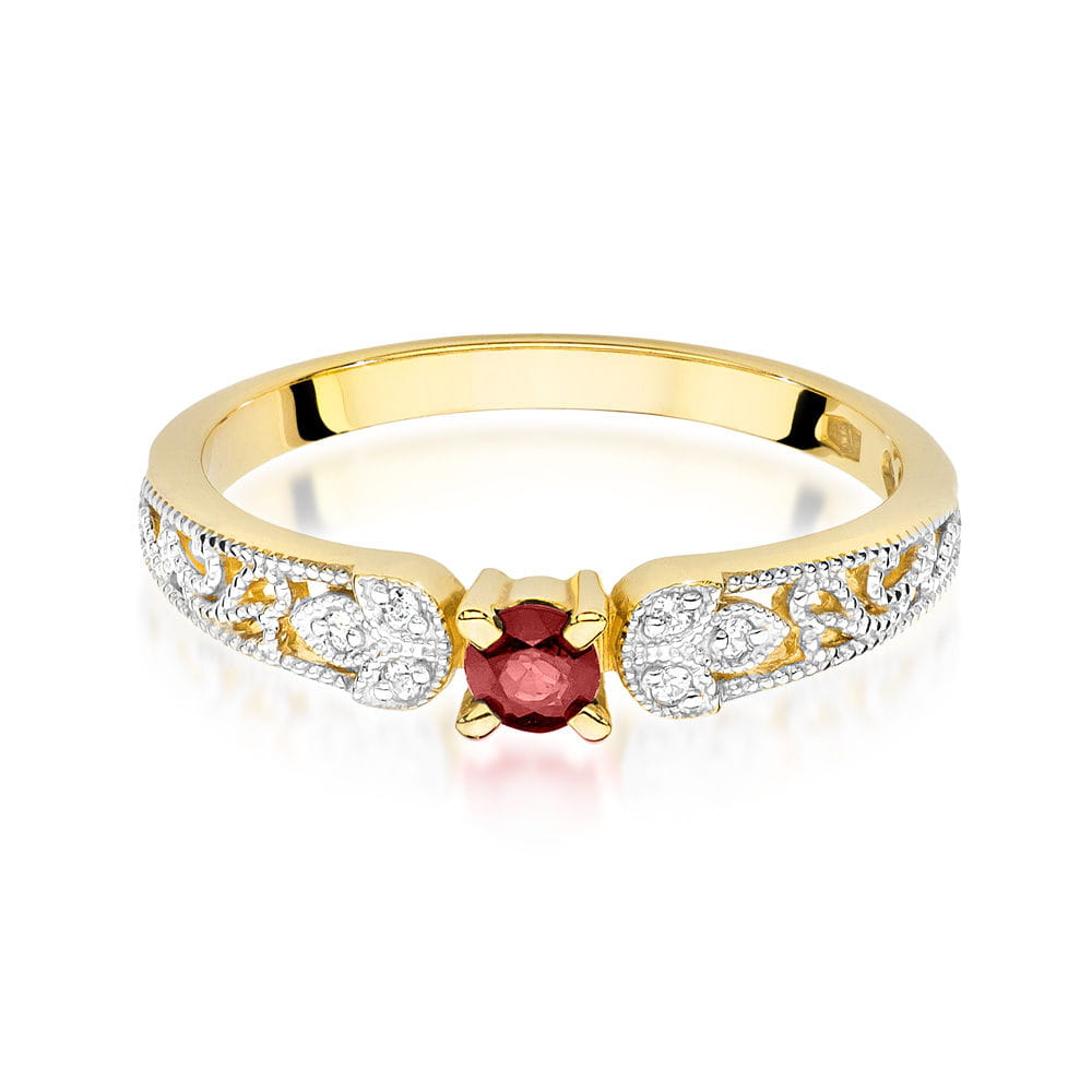 W411 Ruby prsteň 0,10ct žlté zlato Au 585/1000 - 1