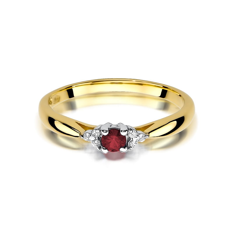 W428 Ruby prsteň 0,15ct žlté zlato Au 585/1000 - 1