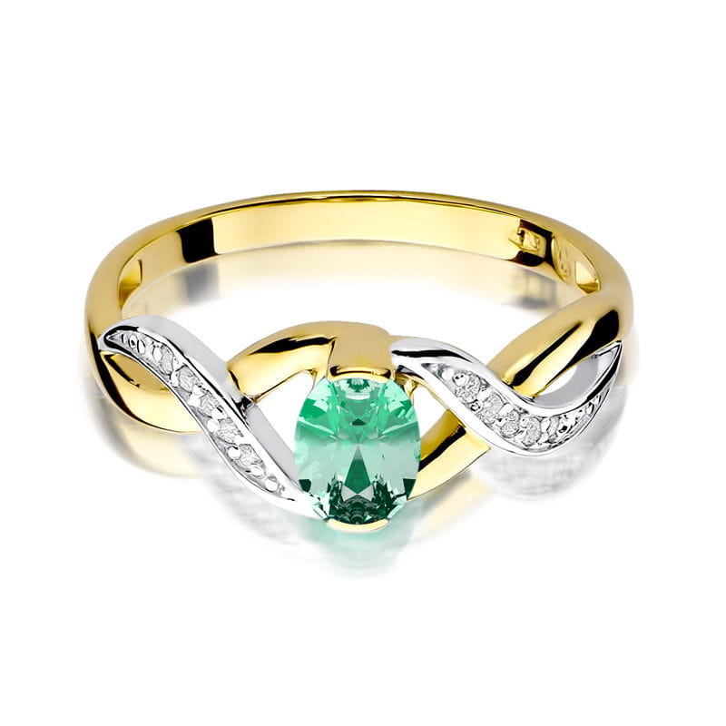 Prsteň W028 Emerald 0,40ct žlté zlato Au 585/1000 - 1