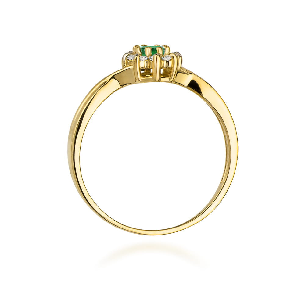 Prsteň W072 Emerald 0,15ct žlté zlato Au 585/1000 - 2