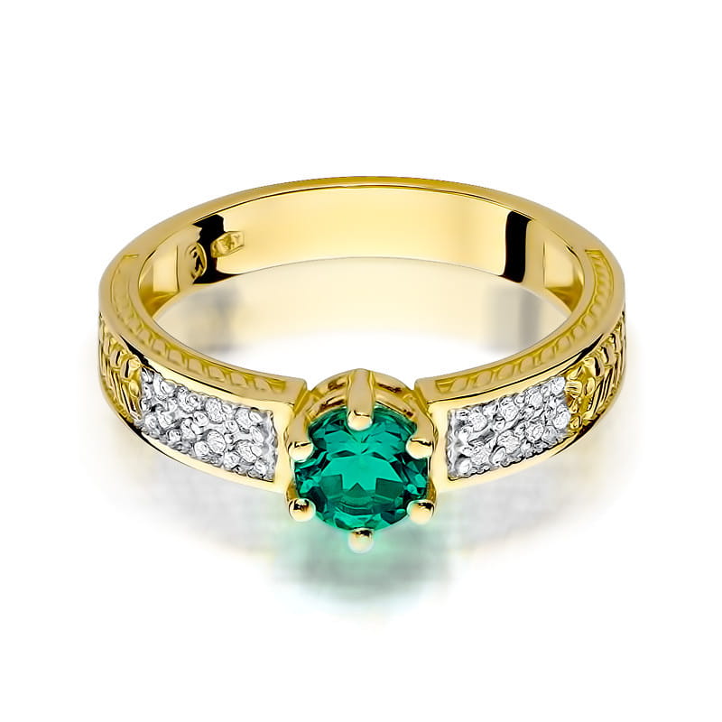 Prsteň W075 Emerald 0,50ct žlté zlato Au 585/1000 - 1
