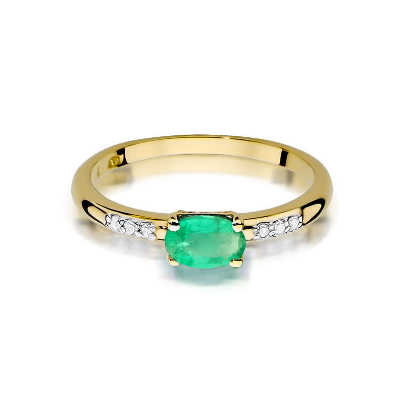 Prsteň W077 Emerald 0,40ct žlté zlato Au 585/1000 - 1