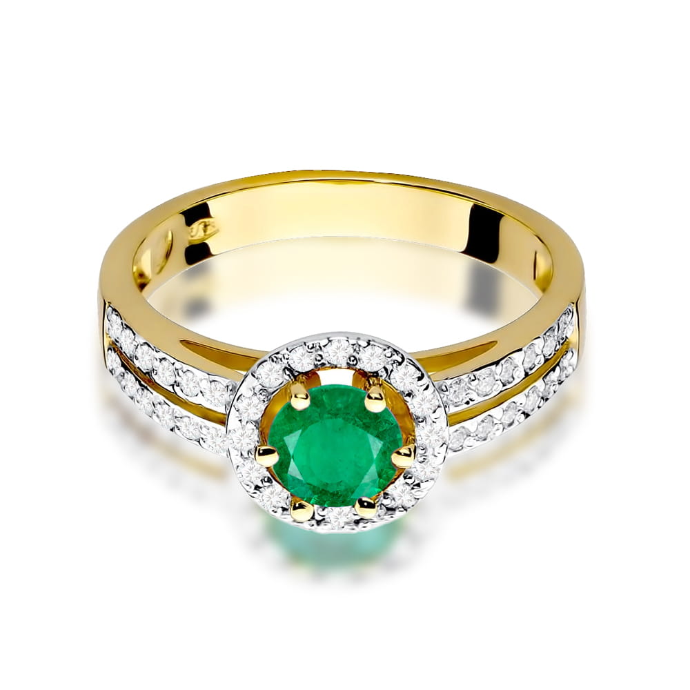 Prsteň W087 Emerald 0,50ct žlté zlato Au 585/1000 - 1