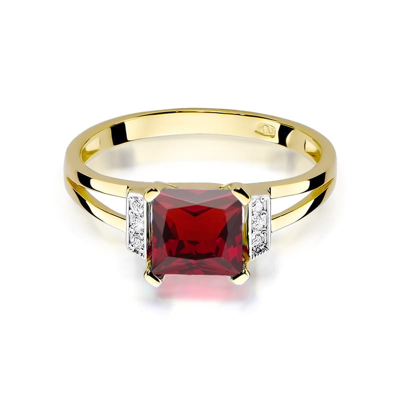 W103 Prsteň granát 1.30ct žlté zlato Au 585/1000 - 1