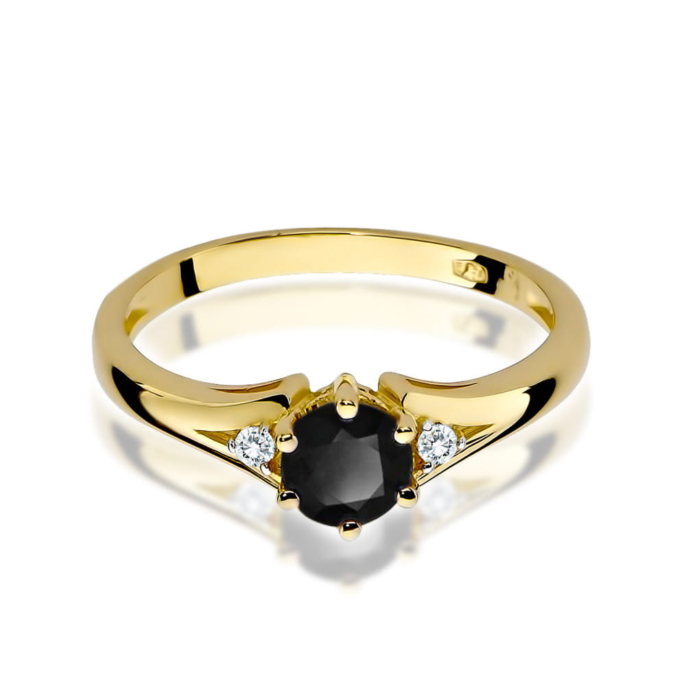 W076 Prsteň Black Diamond 0,50ct žlté zlato Au 585/1000 - 1