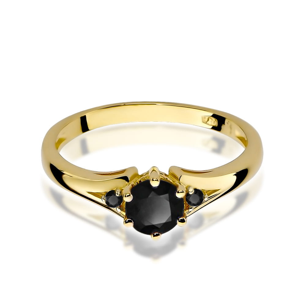 W076 Prsteň Black Diamond 0,50ct žlté zlato Au 585/1000 - 1