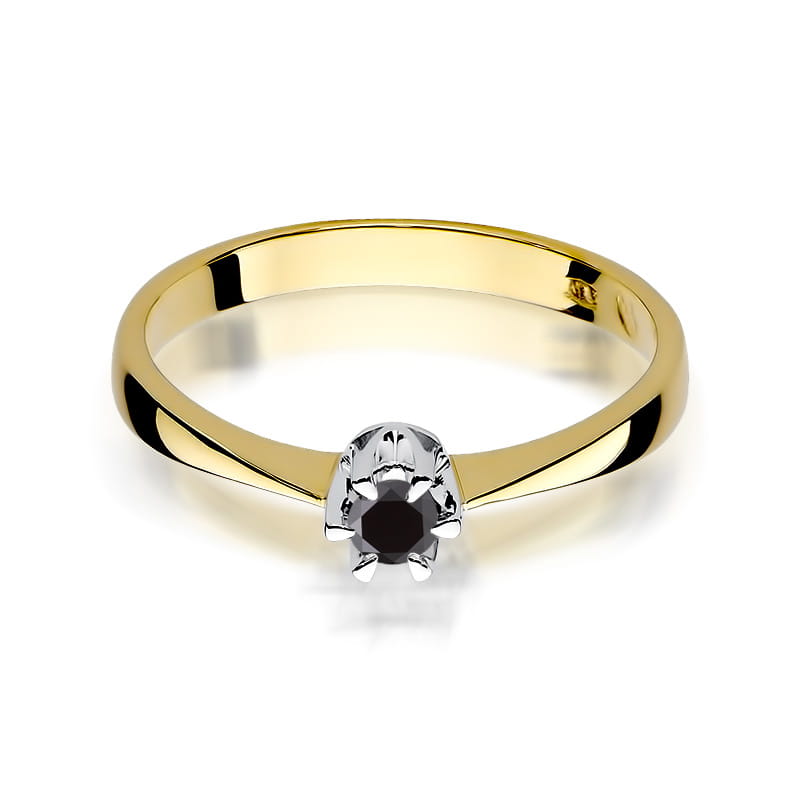 W111 Prsteň Black Diamond 0.12ct žlté zlato Au 585/1000 - 1