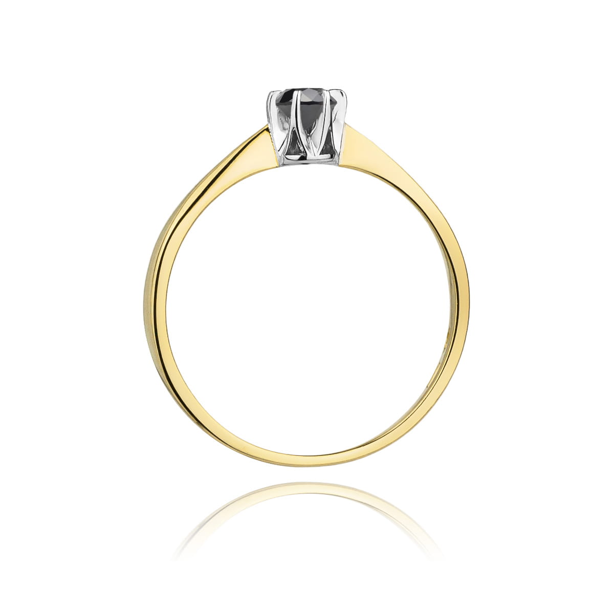 W111 Prsteň Black Diamond 0.12ct žlté zlato Au 585/1000 - 2