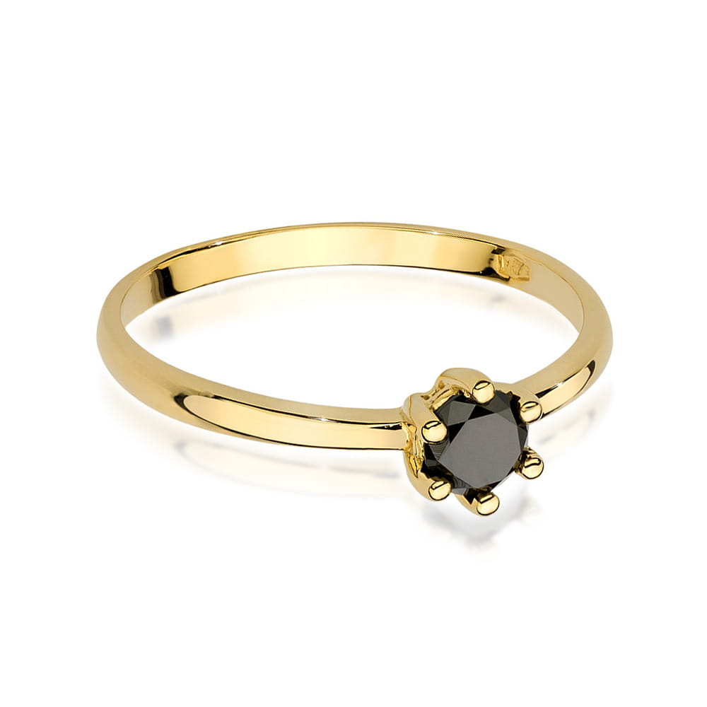W496 Prsteň Black Diamond 0,30ct žlté zlato Au 585/1000 - 1