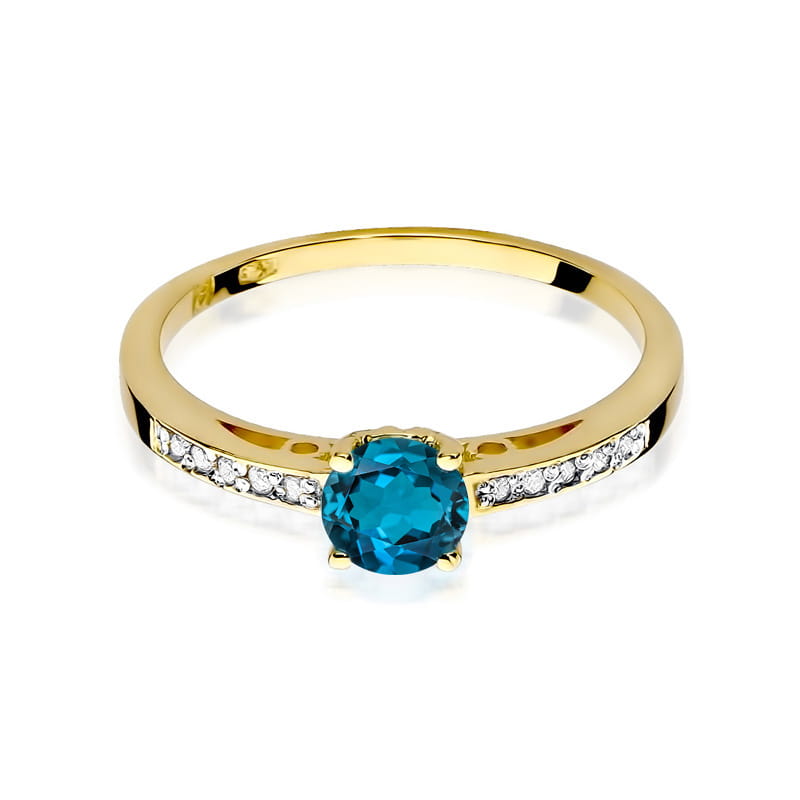 W066 Topaz London Modrý prsteň 0,50ct žlté zlato Au 585/1000 - 1