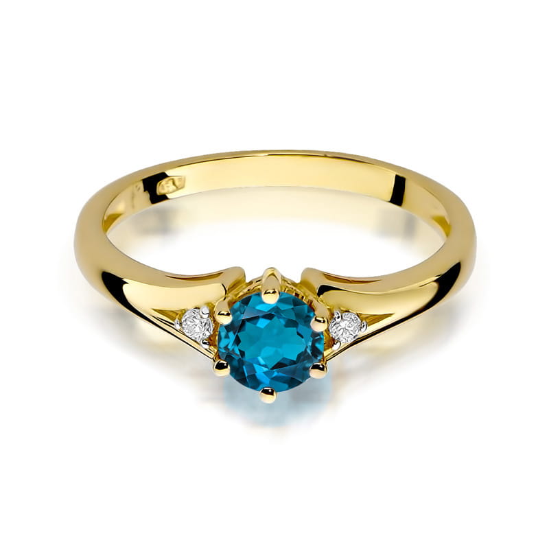 W076 Topaz London Modrý prsteň 0,50ct žlté zlato Au 585/1000 - 1