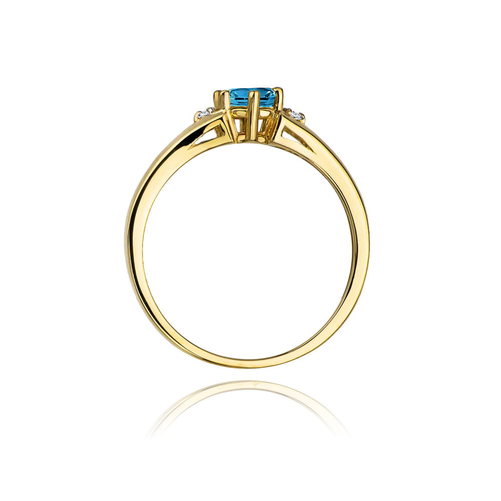 W076 Topaz London Modrý prsteň 0,50ct žlté zlato Au 585/1000 - 2