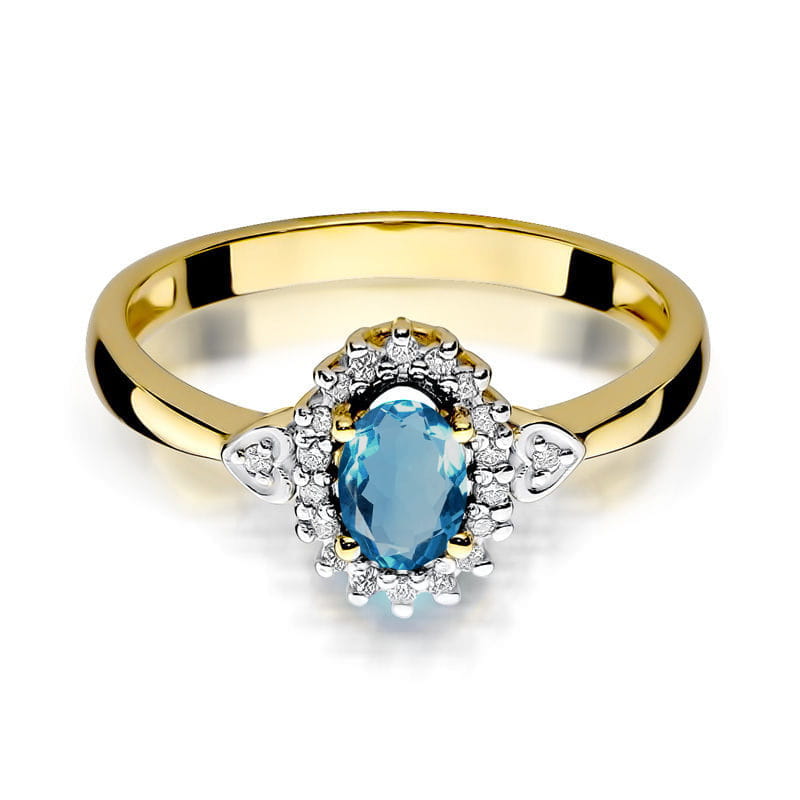 W312 Topaz London Modrý prsteň 0,50ct žlté zlato Au 585/1000 - 1