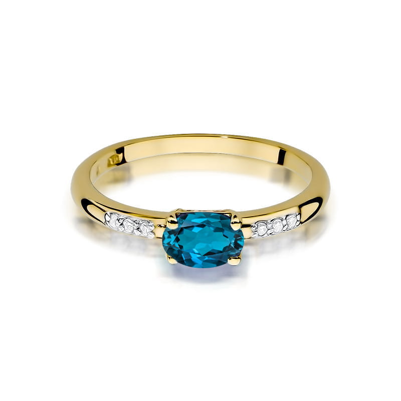 W077 Topaz London Modrý prsteň 0,50ct žlté zlato Au 585/1000 - 1