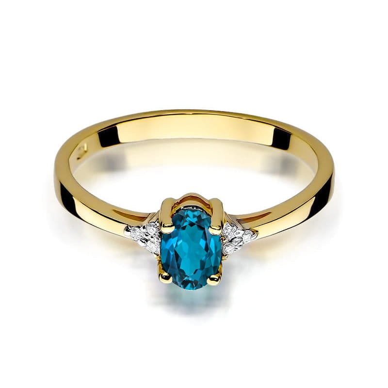 W301 Topaz London Modrý prsteň 0,50ct žlté zlato Au 585/1000 - 1