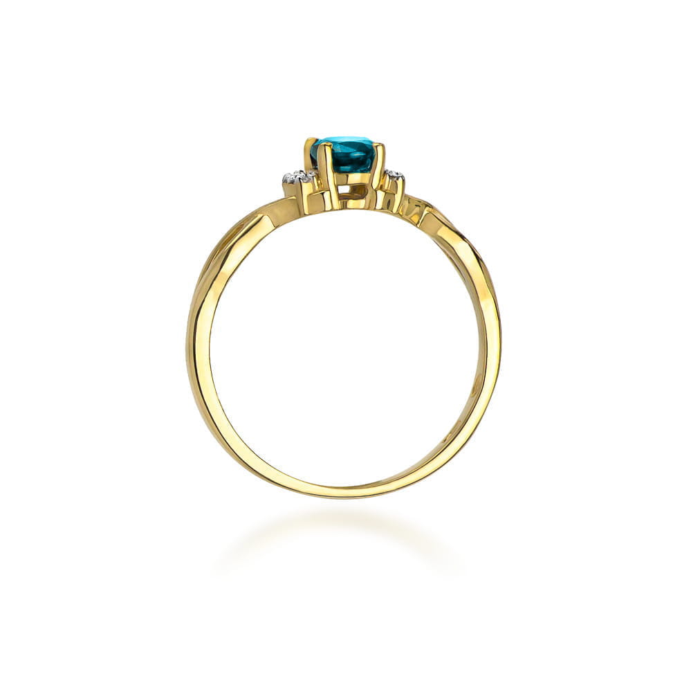 W019 Topaz London Modrý prsteň 0,50ct žlté zlato Au 585/1000 - 2