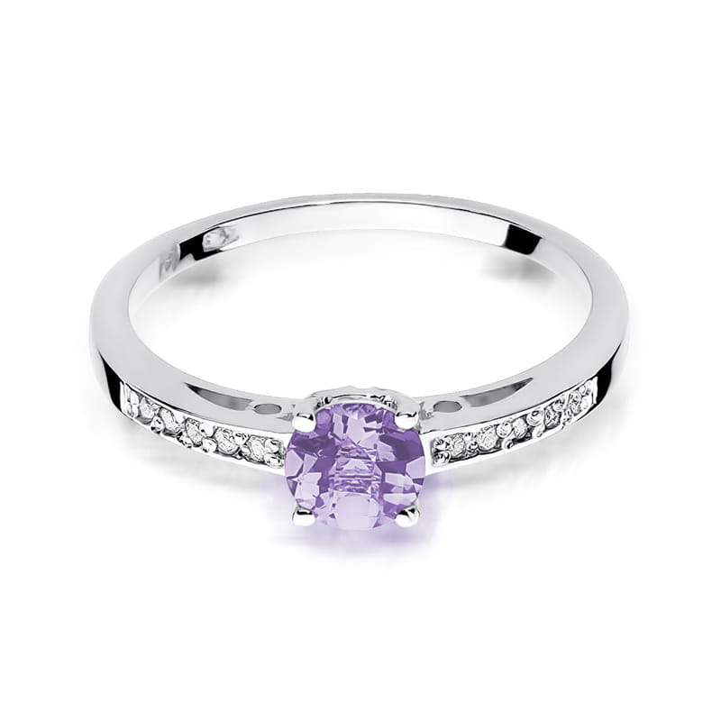W066 Ametystový prsteň 0,50ct biele zlato Au 585/1000 - 1