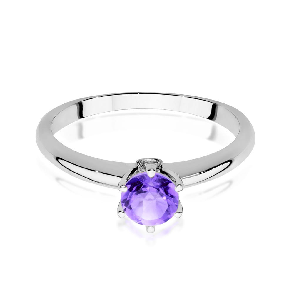 W557 Ametystový prsteň 0,50ct biele zlato Au 585/1000 - 1