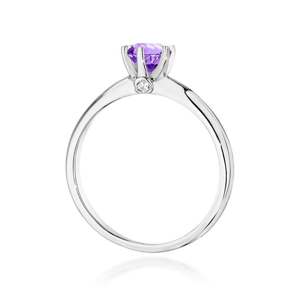 W557 Ametystový prsteň 0,50ct biele zlato Au 585/1000 - 2
