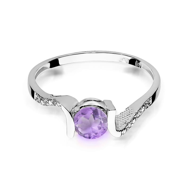 W120 Ametystový prsteň 0,50ct biele zlato Au 585/1000 - 1