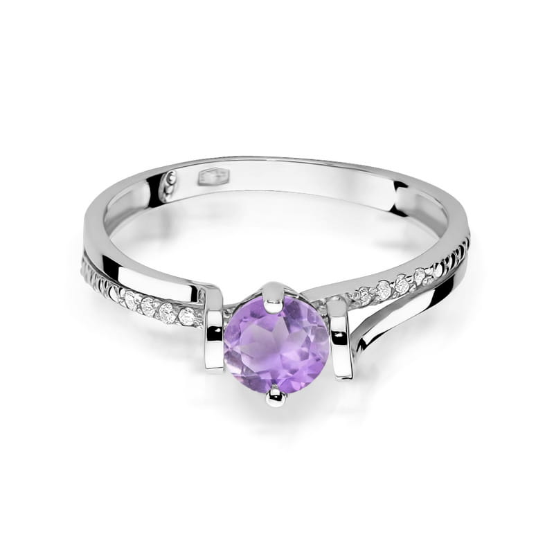 W102 Ametystový prsteň 0,50ct biele zlato Au 585/1000 - 1