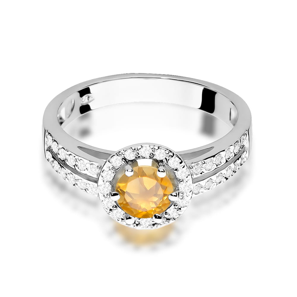 Prsteň W087 Citrón 0,50ct biele zlato Au 585/1000 - 1