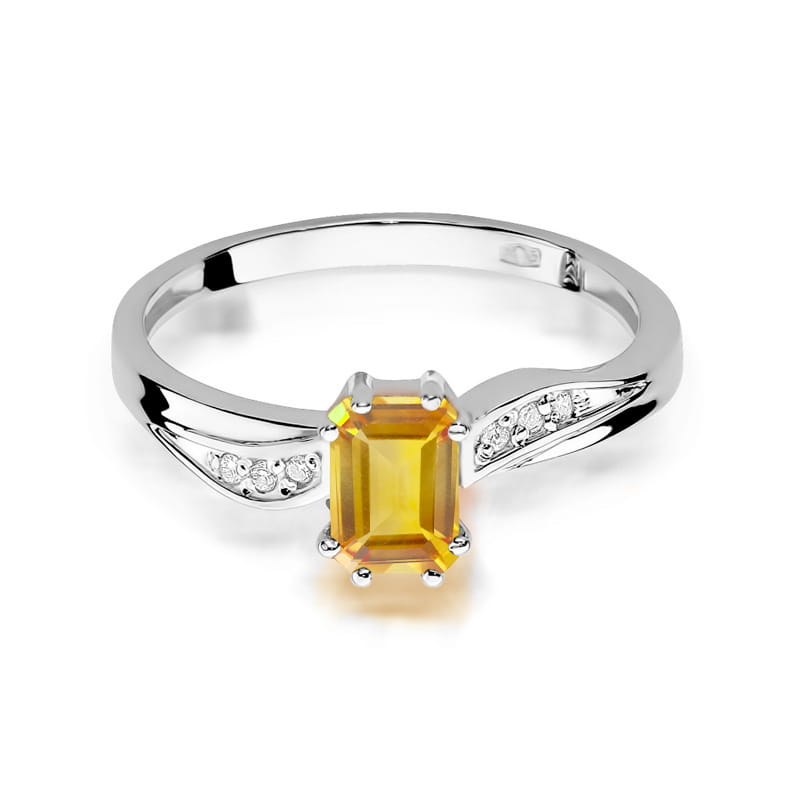 Prsteň W094 Citrón 0,60ct biele zlato Au 585/1000 - 1