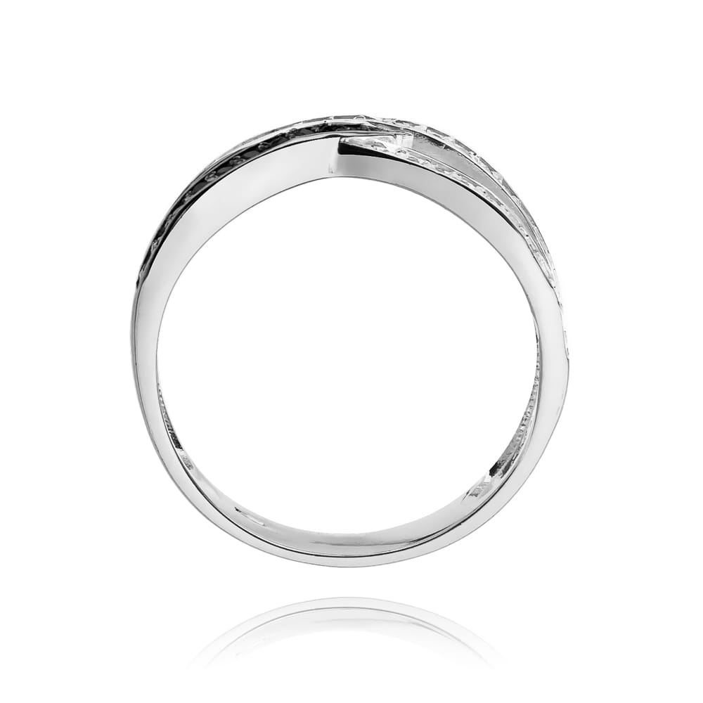 Prsteň W215 s čiernymi diamantmi, biele zlato Au 585/1000 - 2