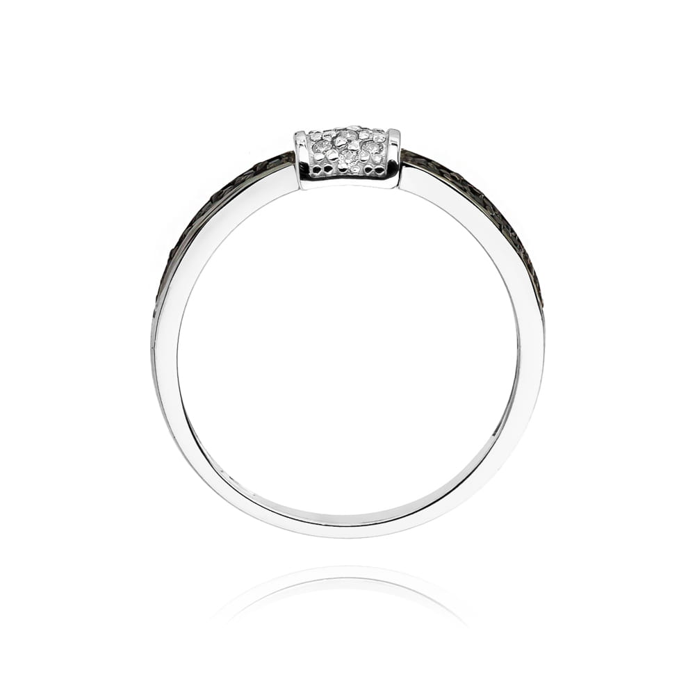 Prsteň W297 s čiernymi diamantmi, biele zlato Au 585/1000 - 2