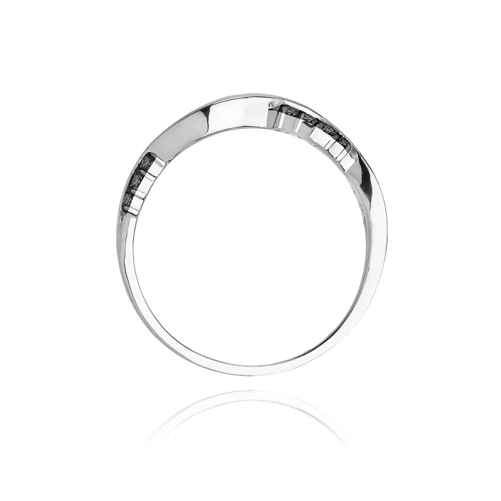 Prsteň W096 s čiernymi diamantmi, biele zlato Au 585/1000 - 2